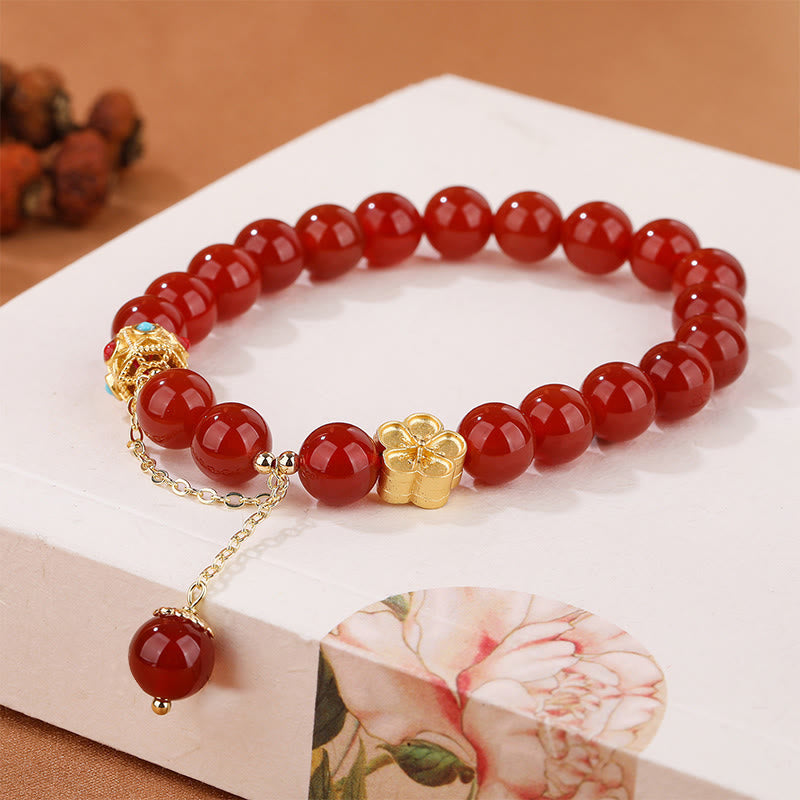 Natural Agate and Copper Peach Blossom Self-Acceptance Bracelet