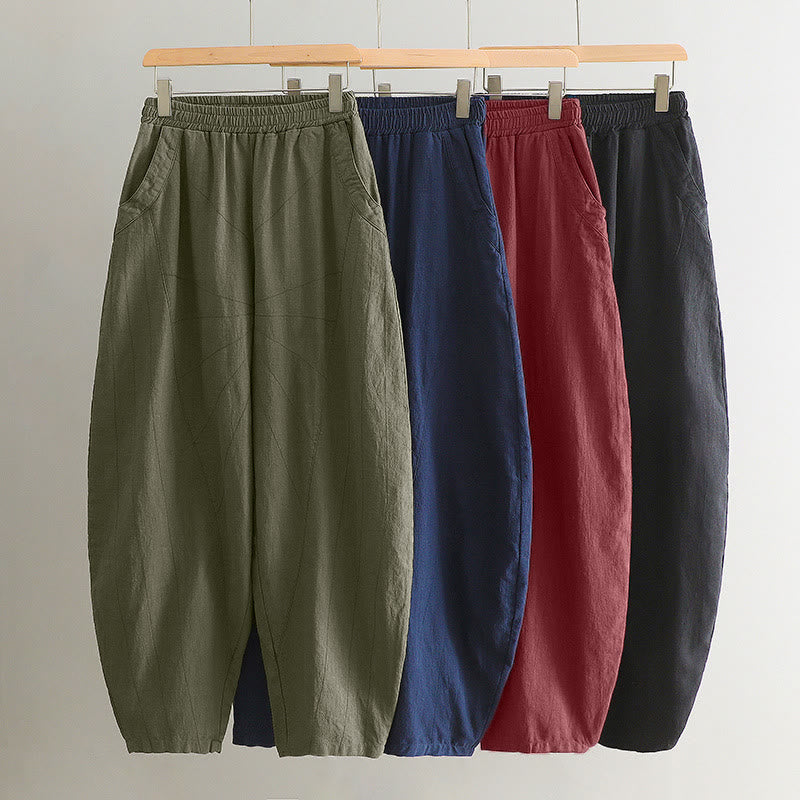 Solid Color Loose Yoga Harem Pants With Pockets