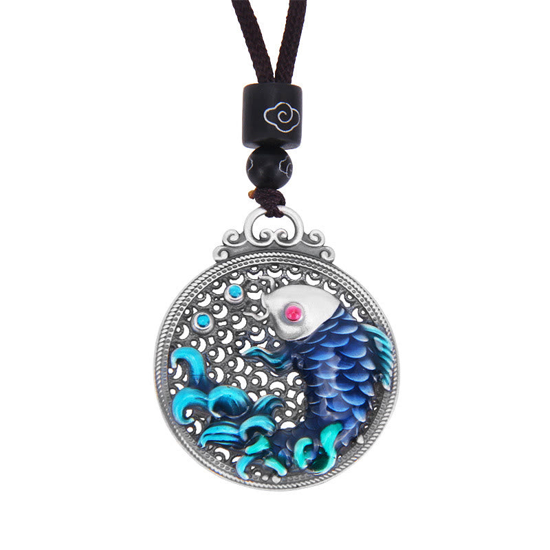 999 Sterling Silver Luck Koi Fish Success Prosperity Necklace Pendant
