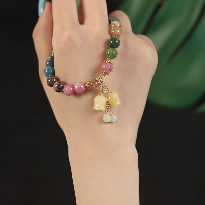 Natural Colorful Tourmaline Flower Bead Love Bracelet