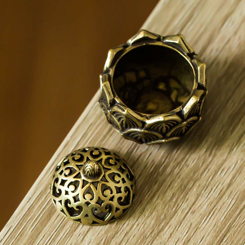 Tibetan Mini Lotus Pattern Copper and Brass Meditation Incense Burner