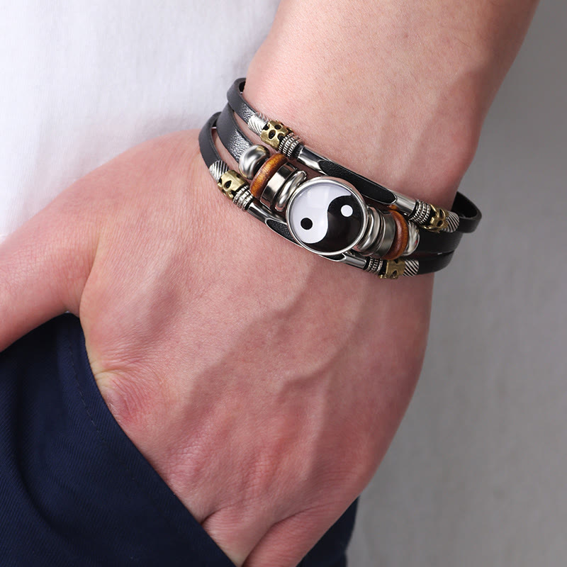Yin Yang Leather Balance Bracelet