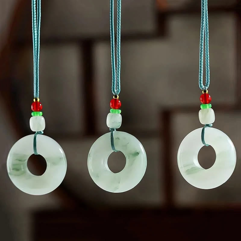 Natural Jade Peace Buckle Prosperity Necklace Pendant