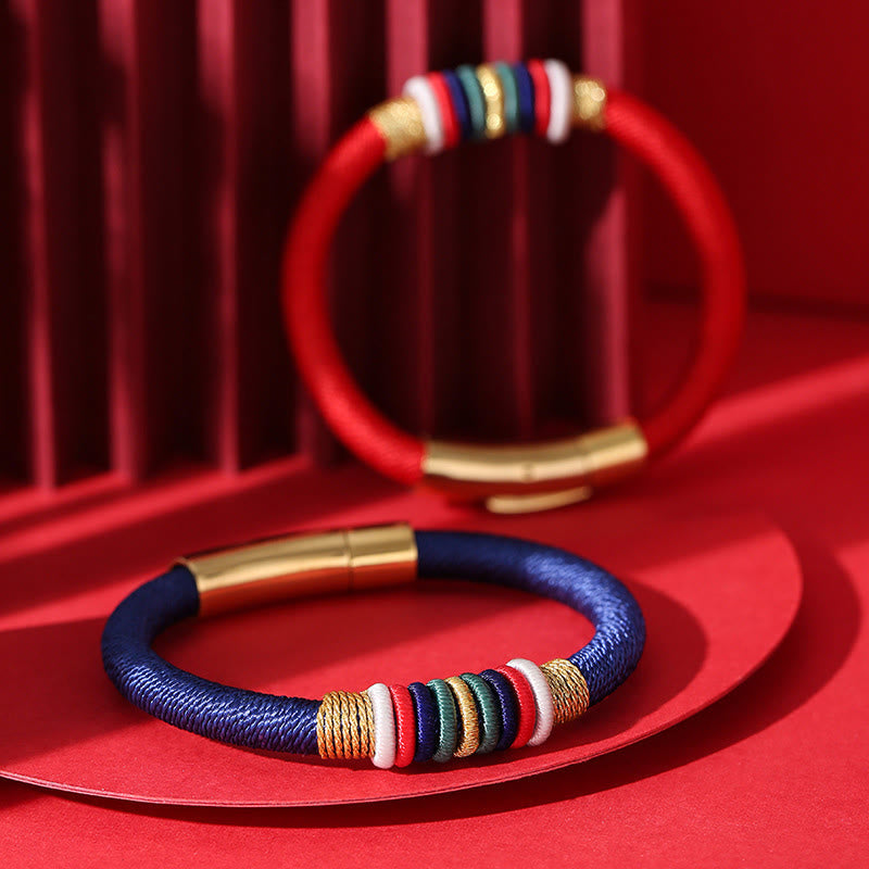 Tibetan Handmade Colorful King Kong Knot Five Elements Luck Braid String Bracelet