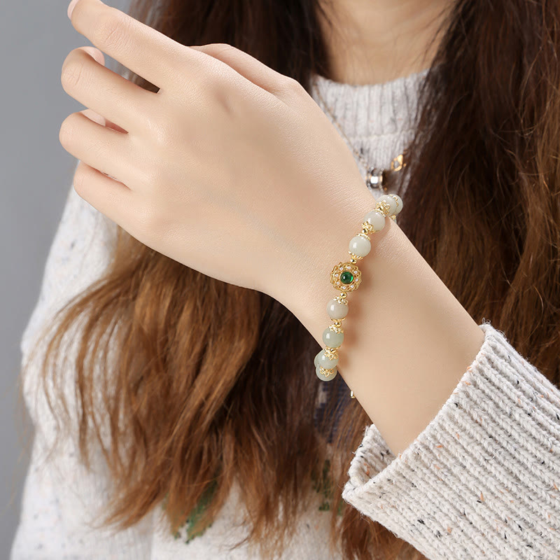 Natural Jade Prosperity Bead Chain Bracelet