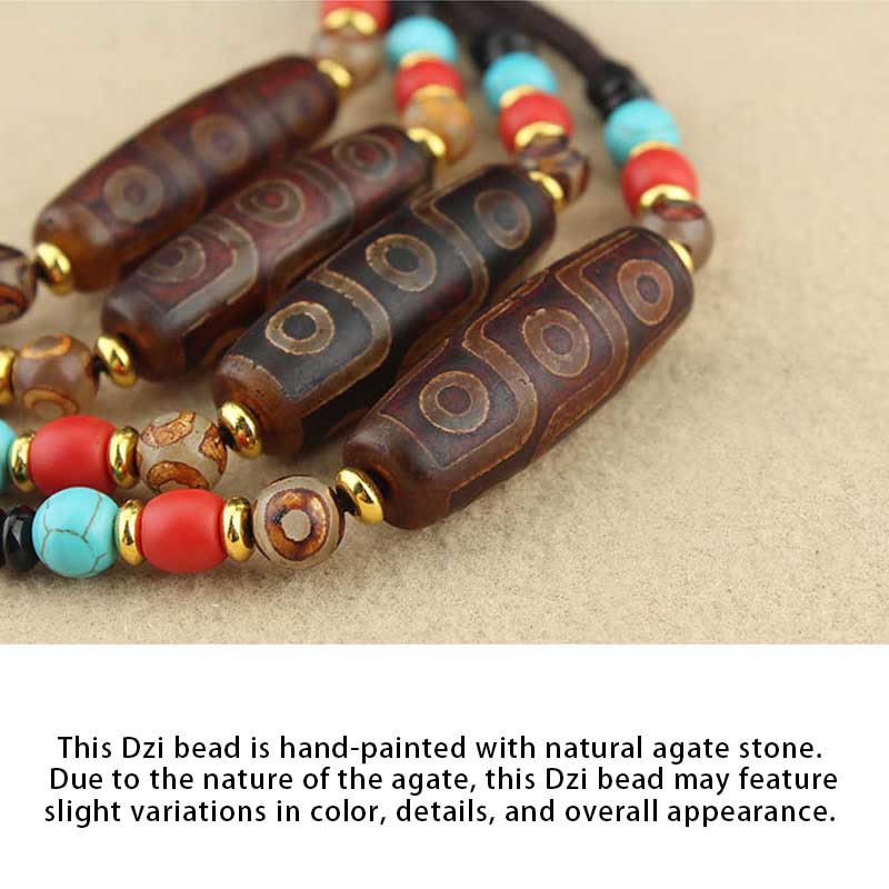 Tibetan Nine-Eye Dzi Bead Three-eyed Dzi Bead Protection String Necklaces Pendant