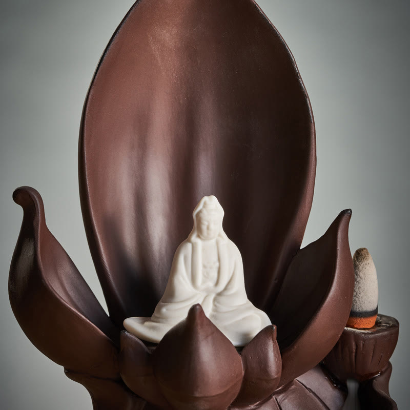 Lotus Spiritual Figure Purple Clay Incense Burner for Mindful Aromatic Rituals