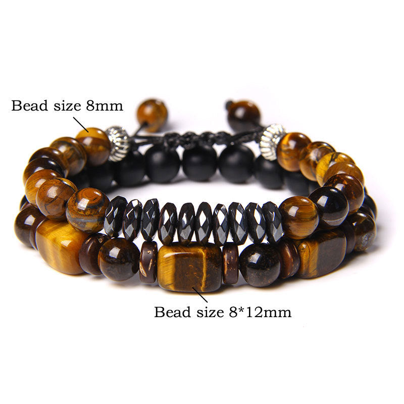 Tiger Eye Frosted Stone Hematite Courage Bracelet