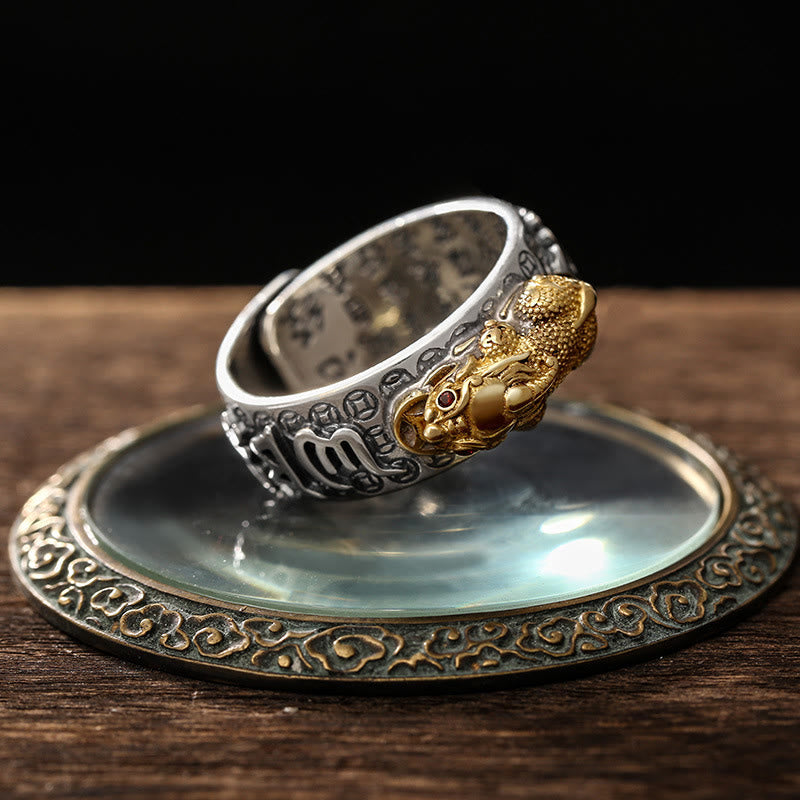 990 Sterling Silver Tibetan Heart Sutra & Om Mani Padme Hum Engraved Mantra Ring