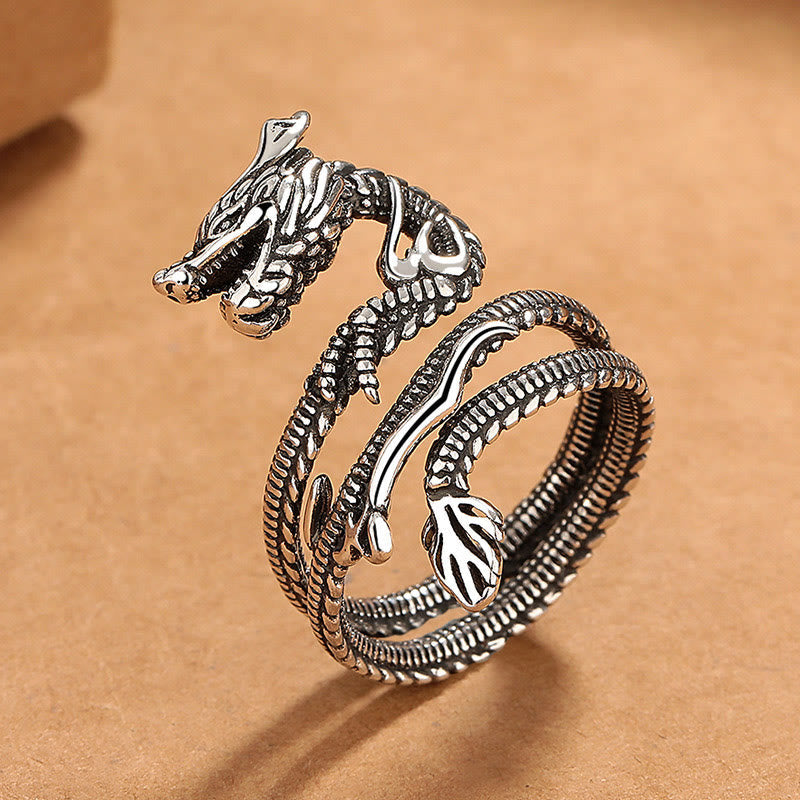 Vintage Dragon Pattern Copper Strength Ring