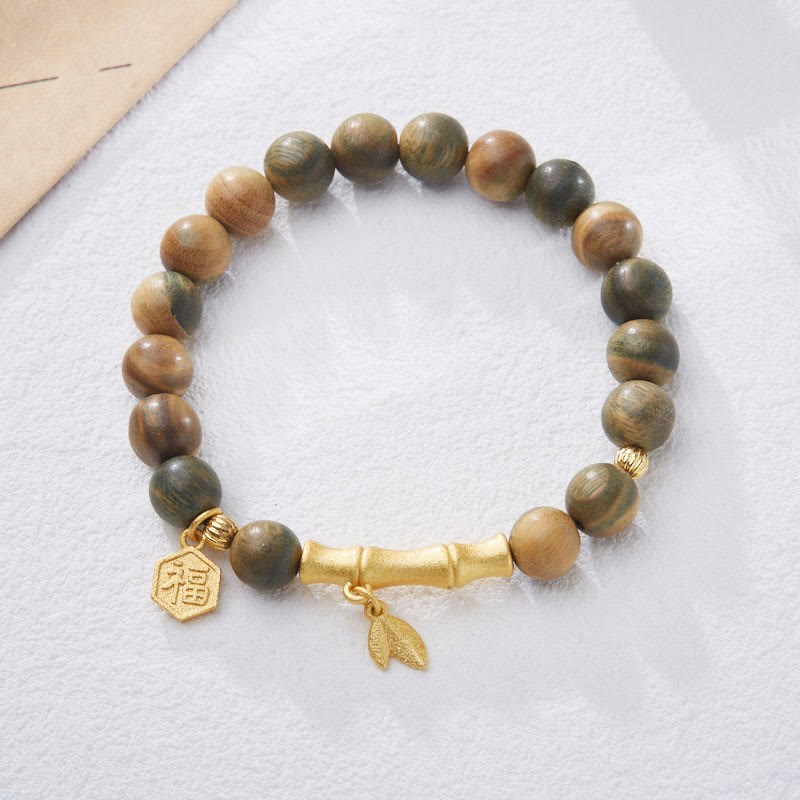 Green Sandalwood Fu Character Bamboo Soothing Bracelet