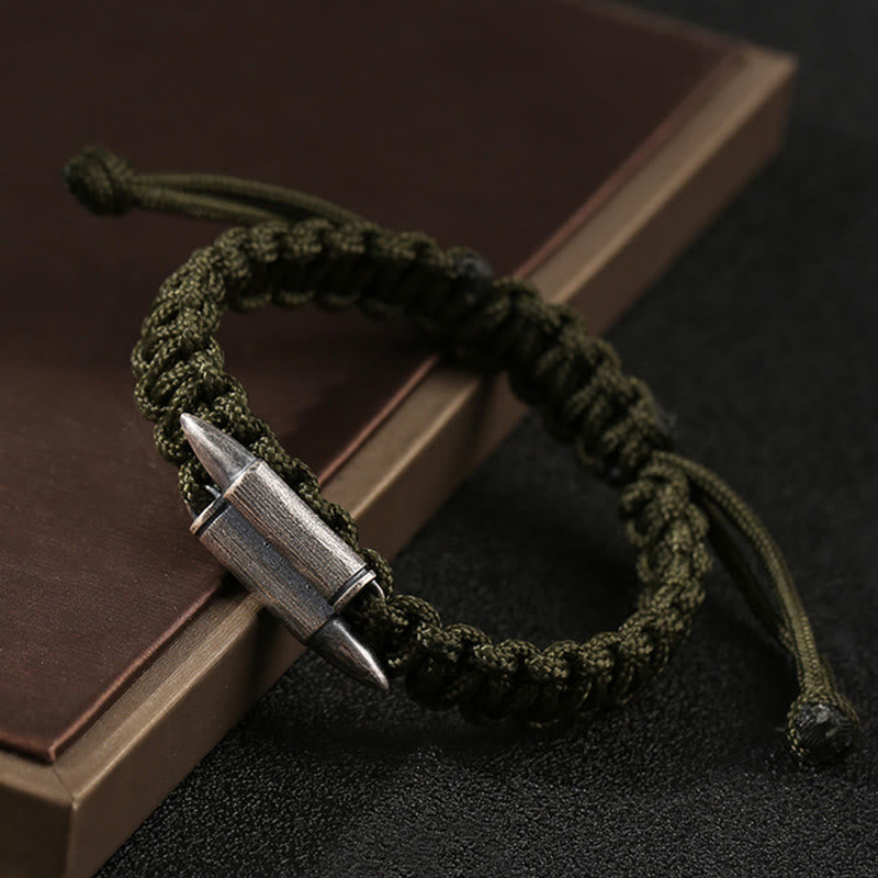 Minimalist 925 Sterling Silver Bullet Design Braided Rope Bracelet