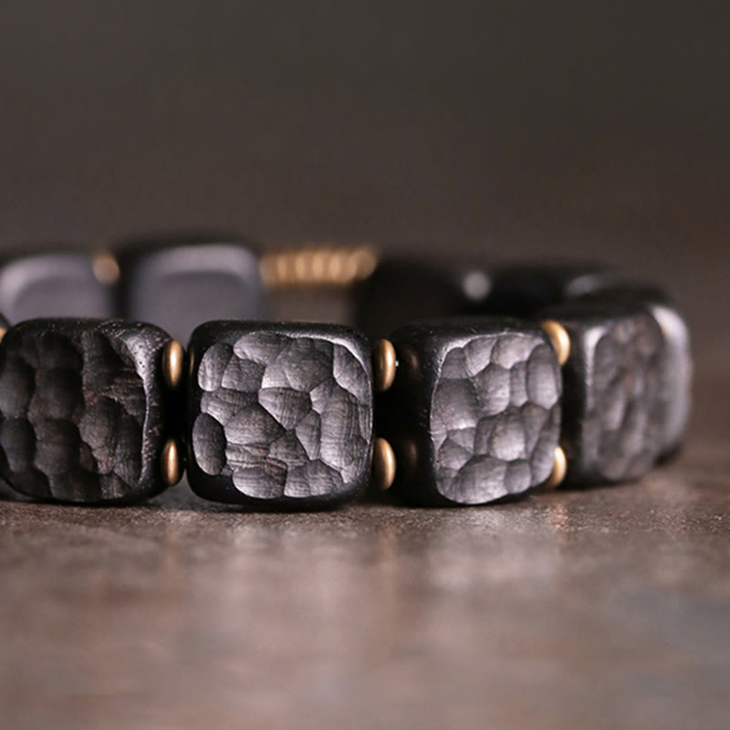 Retro Ebony Wood Texture Style Copper Peace Balance Bracelet