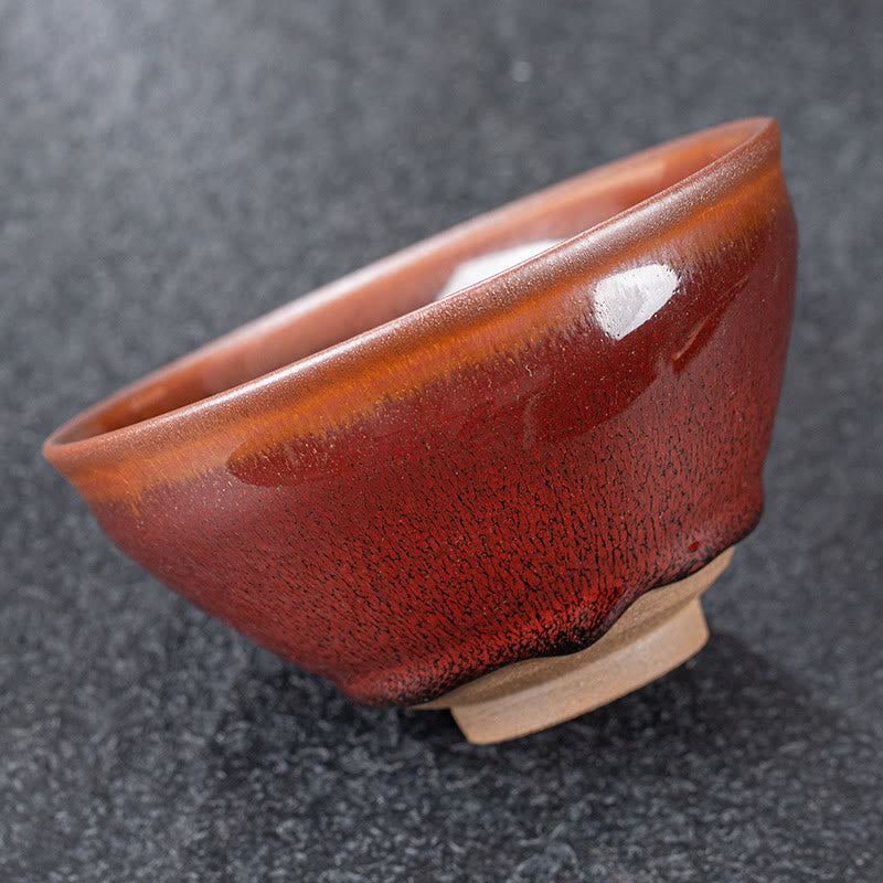 Vintage Red Brown Chinese Jianzhan Porcelain Teacup Kung Fu Tea Cup