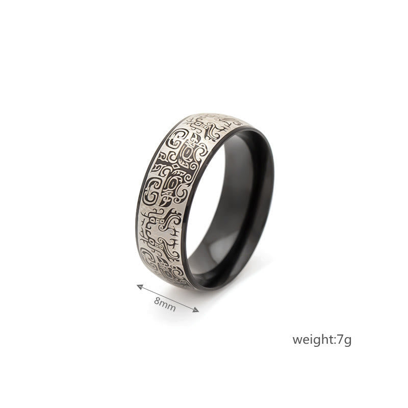 Lucky Mythological Creature Taotie Wealth Titanium Steel Ring