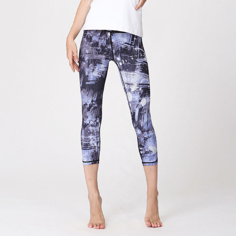 Breathable Sakura Print Mindful Movement Yoga Capri Pants