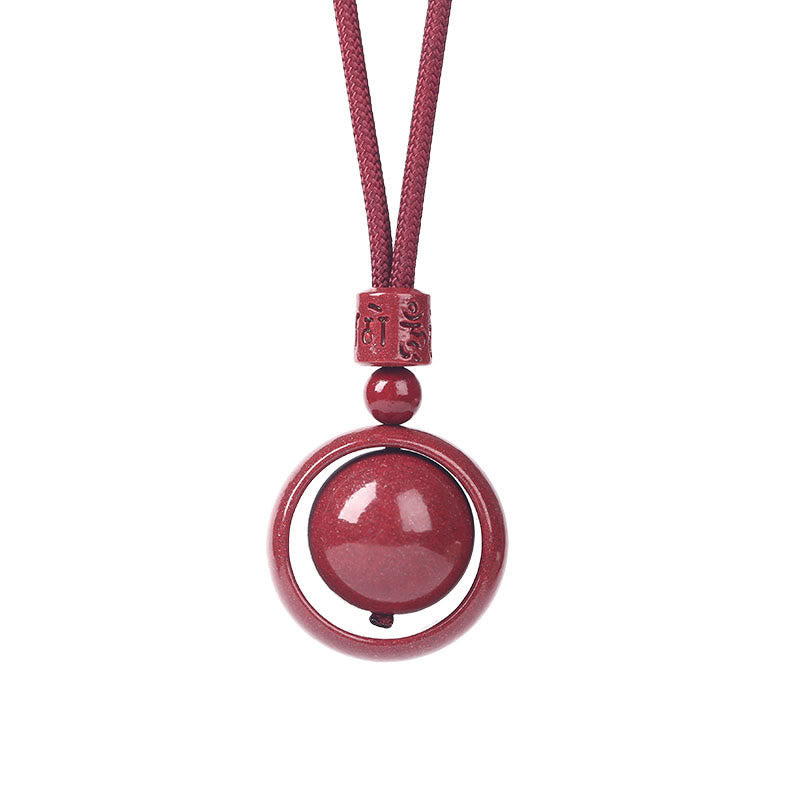 Cinnabar Om Mani Padme Hum PiXiu Blessing Lucky Bead Necklace Pendant