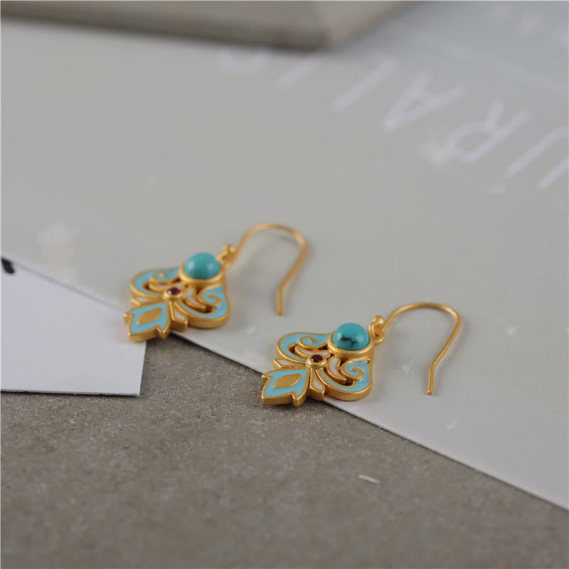 Vibrant Enamel Turquoise and Copper Drop Earrings for Mindful Presence