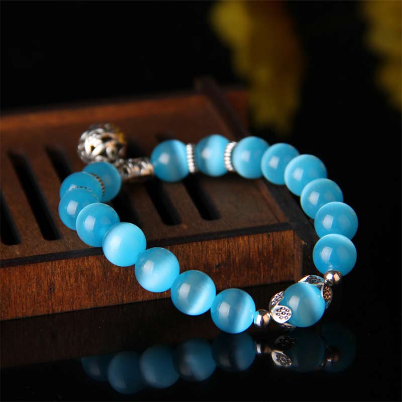 Handmade Tibetan Cat's Eye Chrysoberyl Natural Gemstone Bracelet