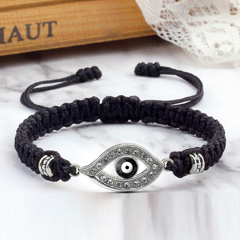 Handmade Evil Eye Red String Braided Bracelet with Gold or Silver Border