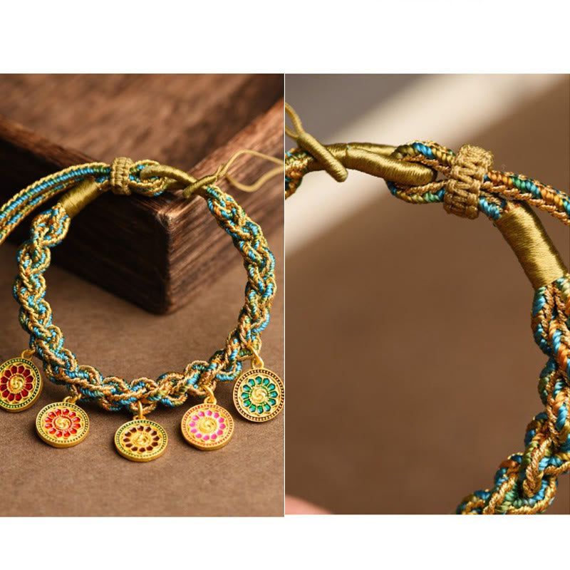 Tibetan Five God Of Wealth Luck Handcrafted Braid String Bracelet