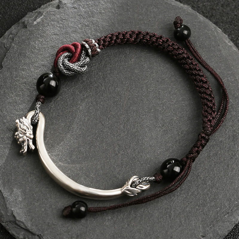 925 Sterling Silver Auspicious Dragon Success Handcrafted Braided Bracelet