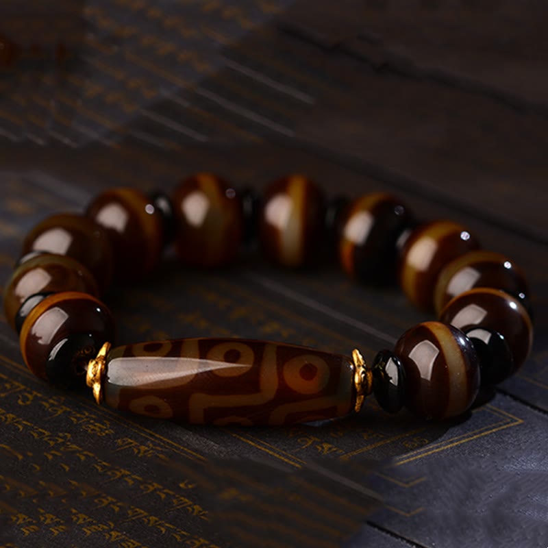 Tibetan Natural Nine-Eye Dzi Bead Agate Wealth Blessings Bracelet
