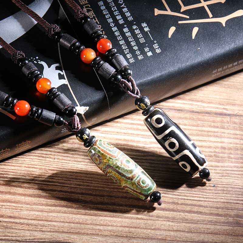 Tibetan Nine-Eye Dzi Bead Wealth Necklaces & Pendants (Extra 35% Off | USE CODE: FS35)