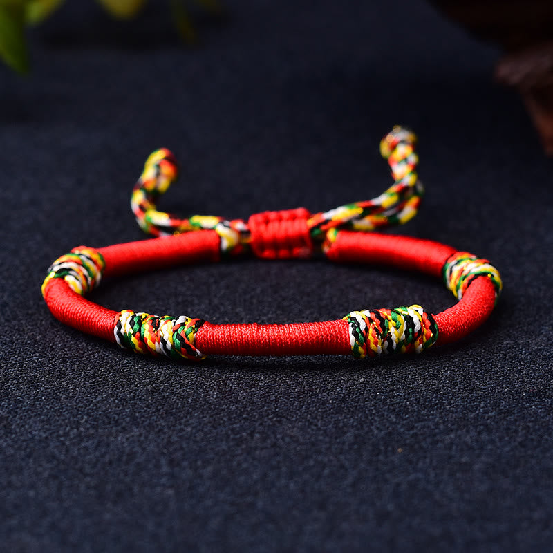 Tibetan Handmade Braided Vajra Knot Red String Bracelet