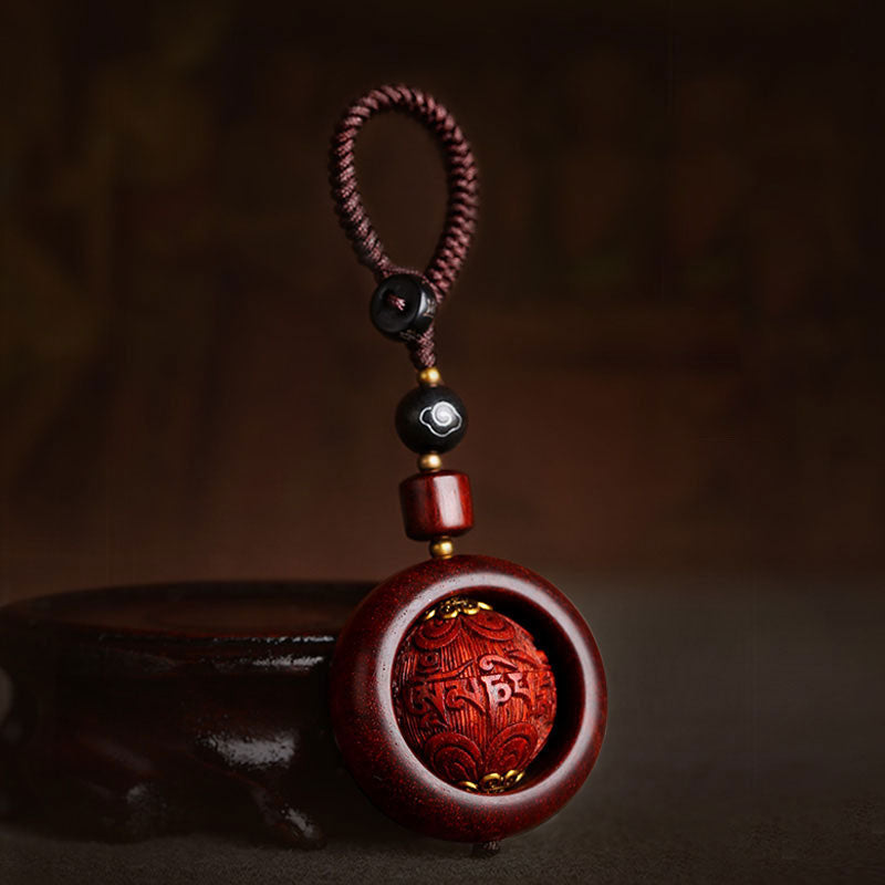 Tibetan Small Leaf Red Sandalwood Ebony Luck Protection Rotation Decoration