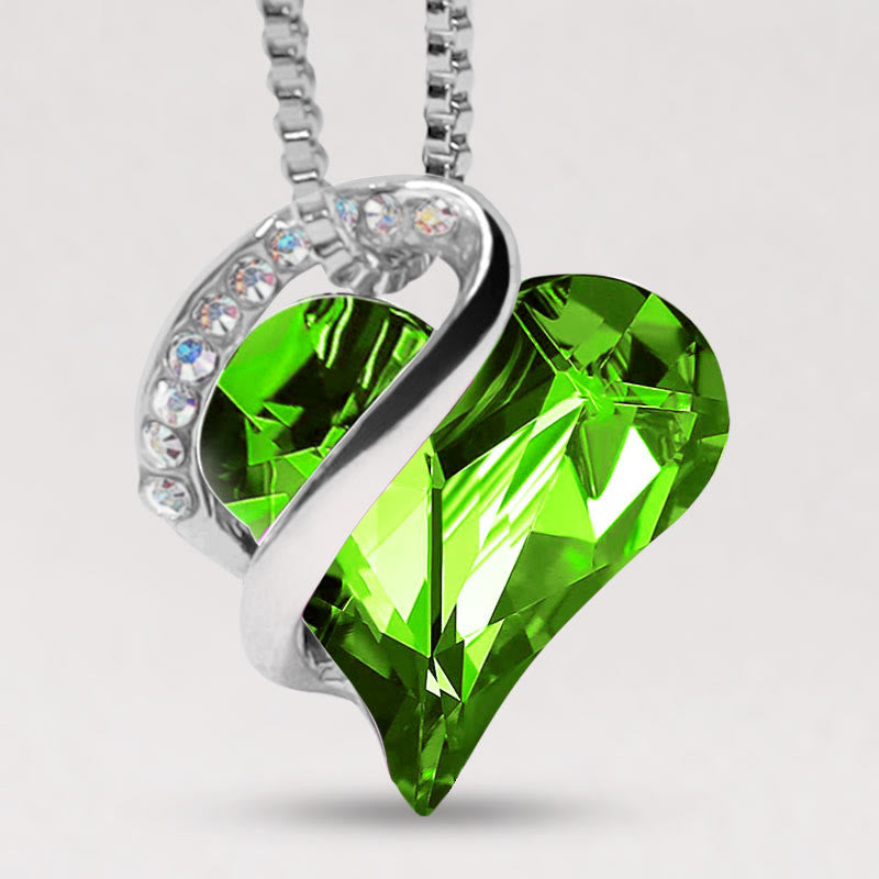 Love Heart Birthstone Healing Energy Necklace Pendant