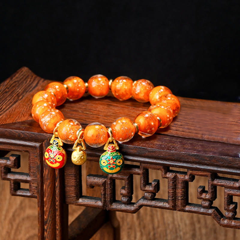 Handmade Luminous Liuli Glass Pixiu Gold Swallowing Beast Success Bracelet