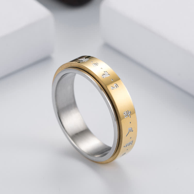 Minimalist Rotatable Mantra Titanium Steel Kinetic Balance Ring