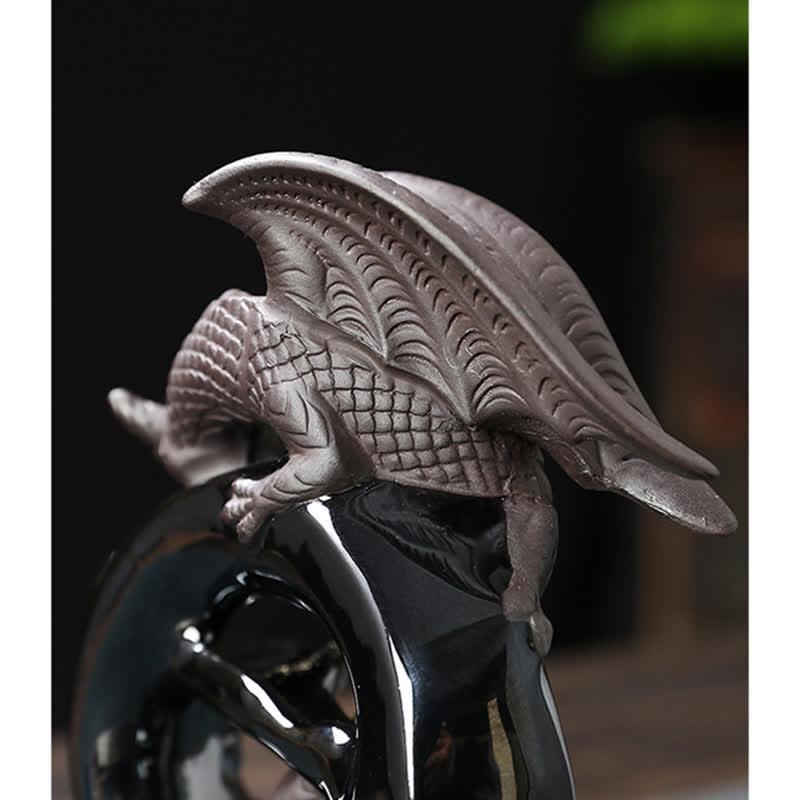 Nordic Dragon Ceramic Backflow Smoke Fountain Incense Burner with Sandalwood Cones