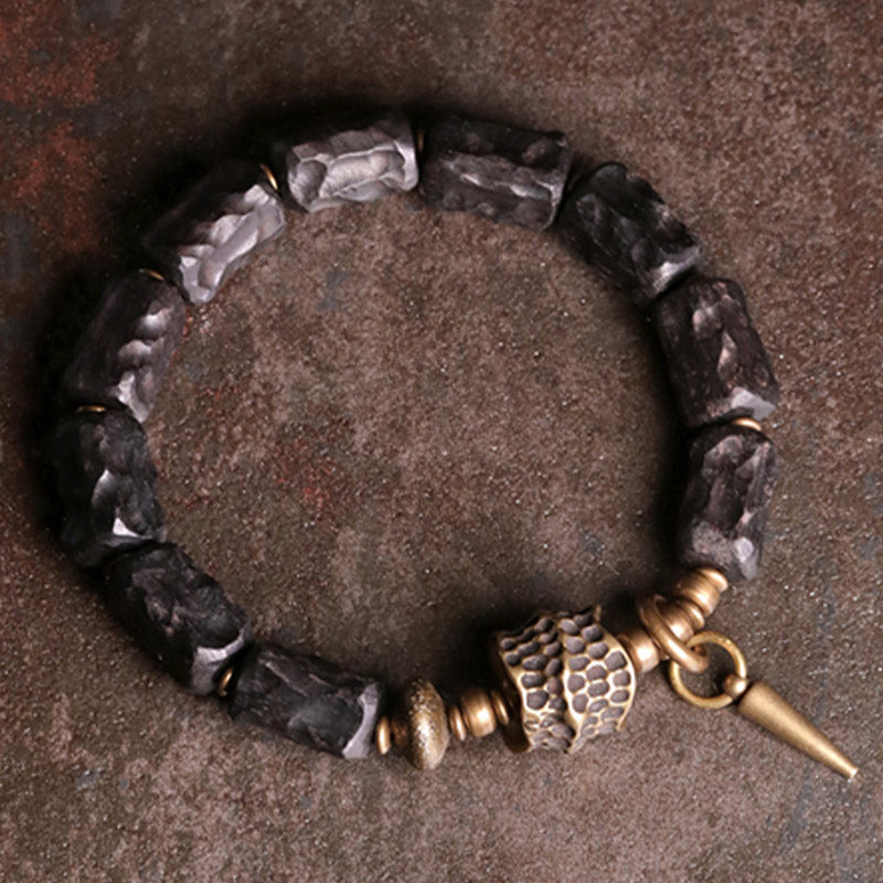 Ebony Wood Copper Balance Protection Couple Bracelet