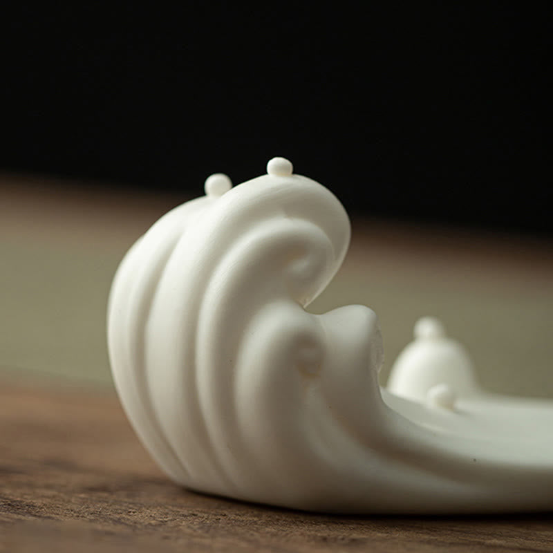 Minimalist Ceramic Monk Sea Wave and Mountain Landscape Incense Burner