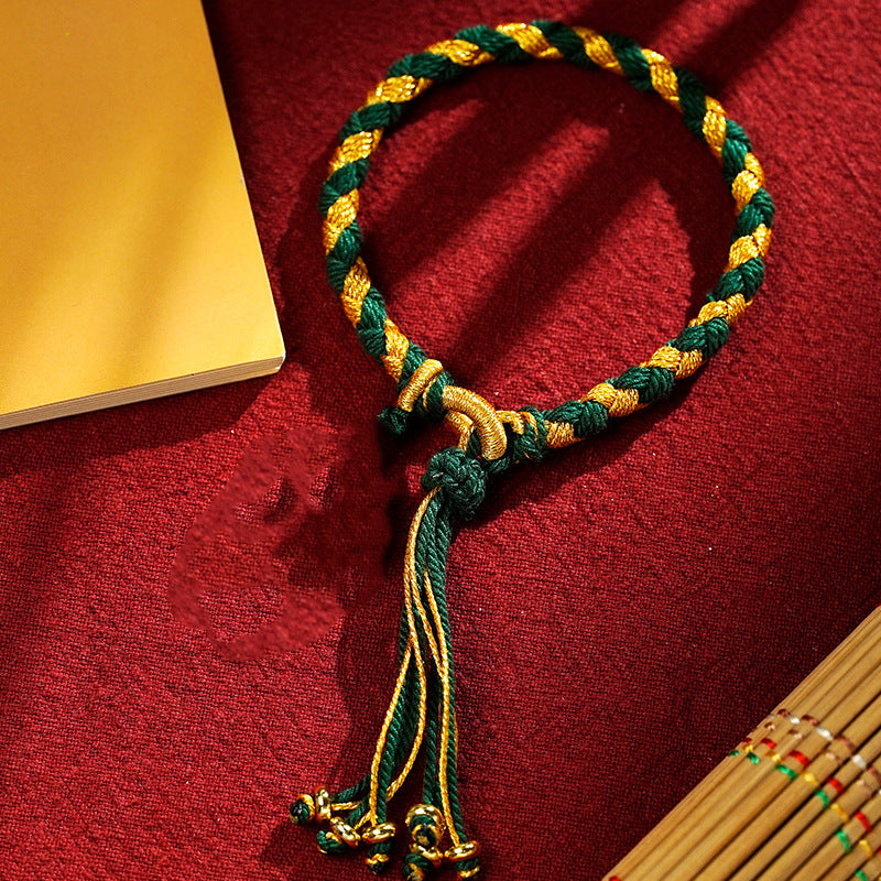 Handmade Tibetan Five God Of Wealth Dragon Scale Rope Luck Braid Bracelet