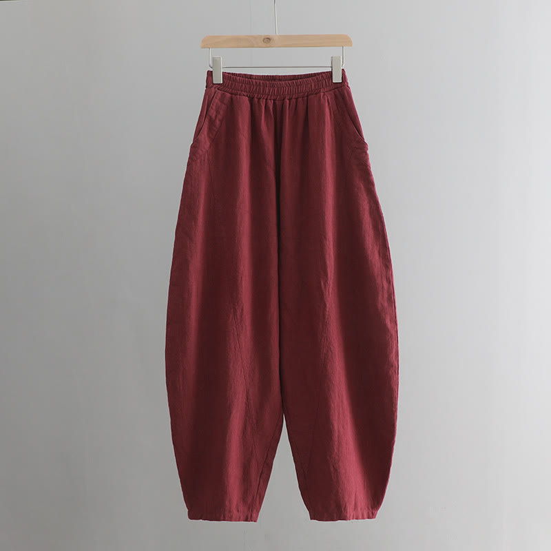 Solid Color Loose Yoga Harem Pants With Pockets