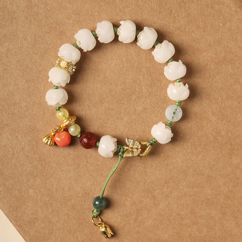 Natural Bodhi Seed Sculptural Bead Bracelet