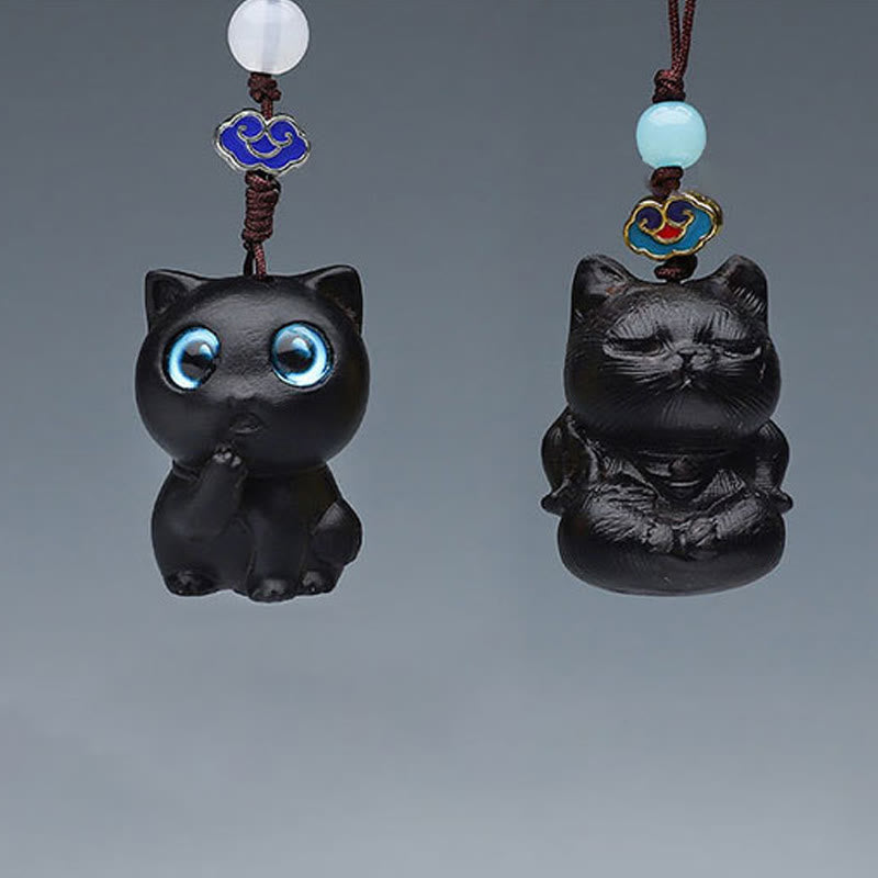 Green Sandalwood Mini Cute Animal Rabbit Cat Deer Whale Prosperity Phone Hanging Decorations