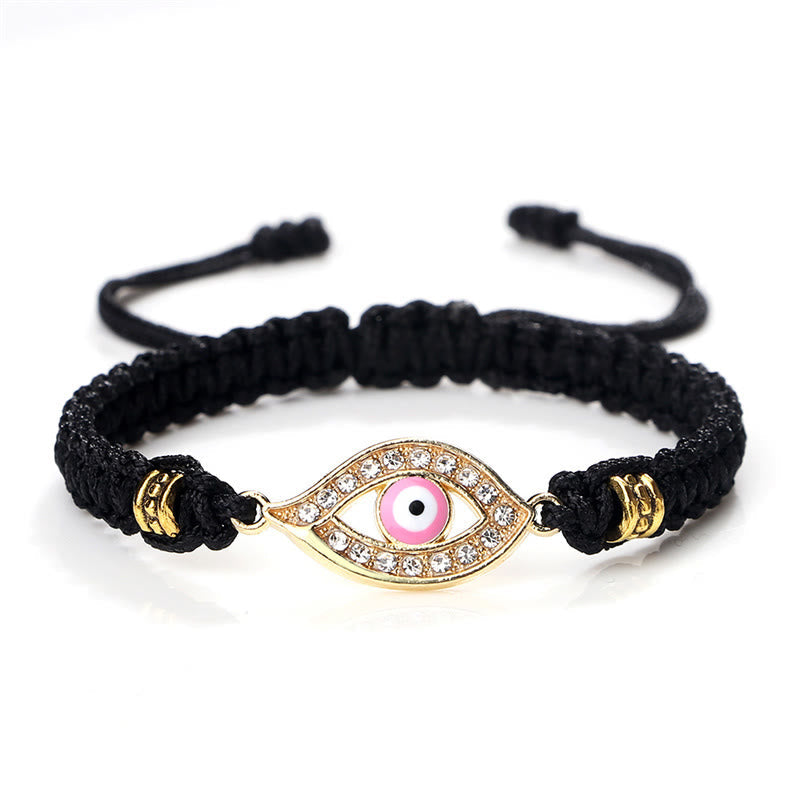 Handmade Evil Eye Red String Braided Bracelet with Gold or Silver Border