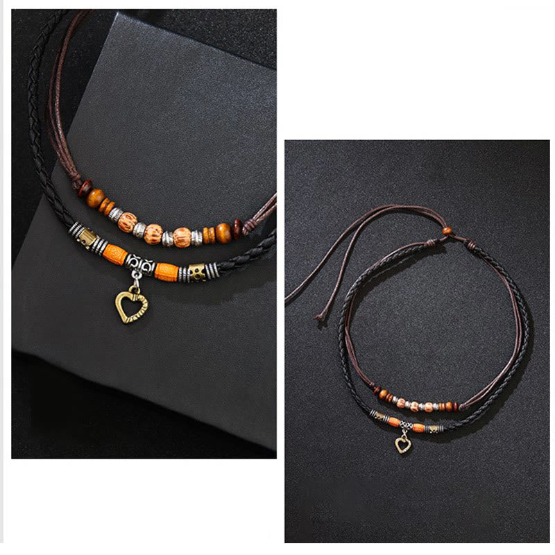 Love Heart Pattern Bead Healing Necklace Pendant Bracelet