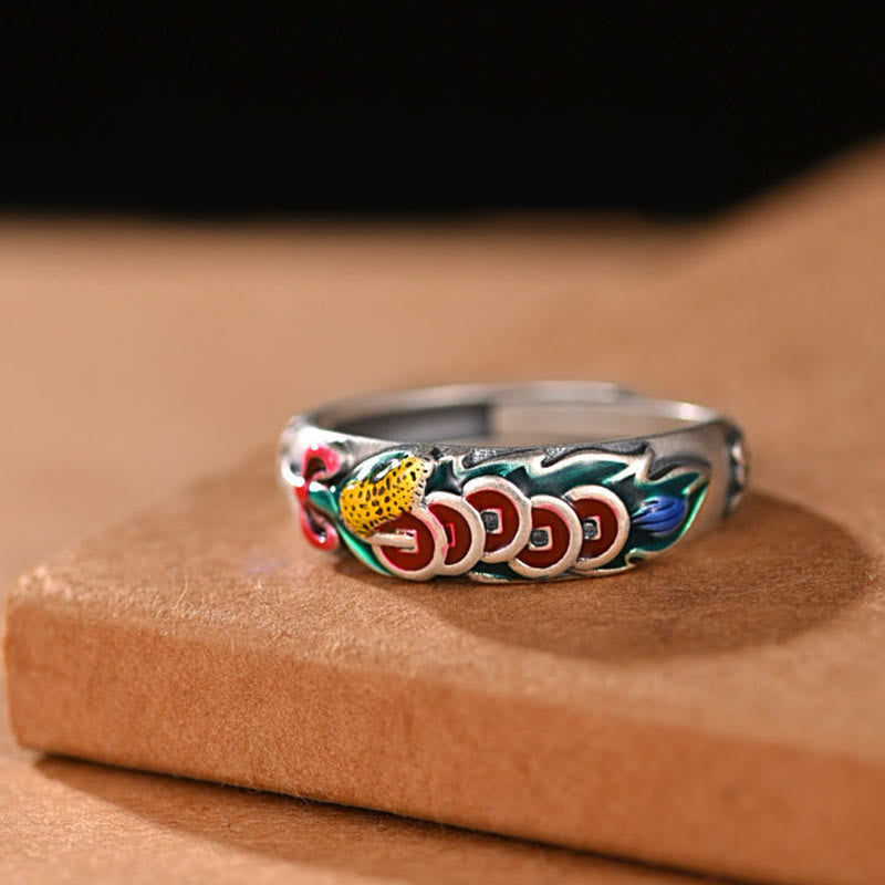 Feng Shui Five Emperor Coins Wealth Ring