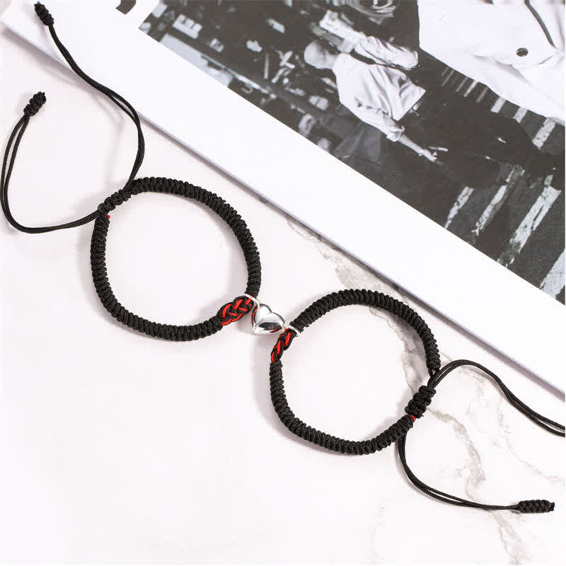Handmade Tibetan Endless Knot Red String Bracelet Set for Couples, 2Pcs