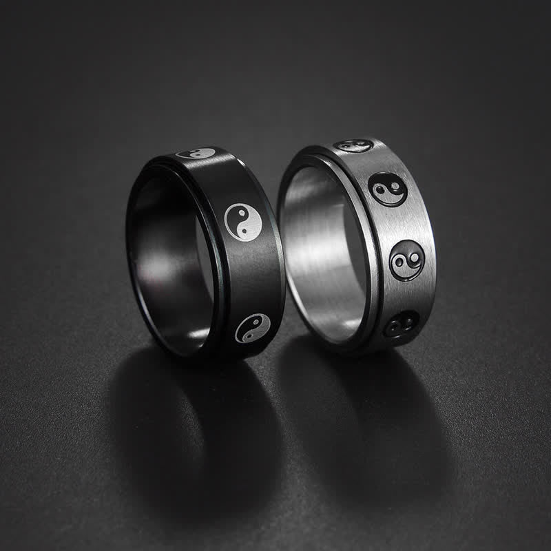 Yin Yang Titanium Steel Balance Rotatable Ring