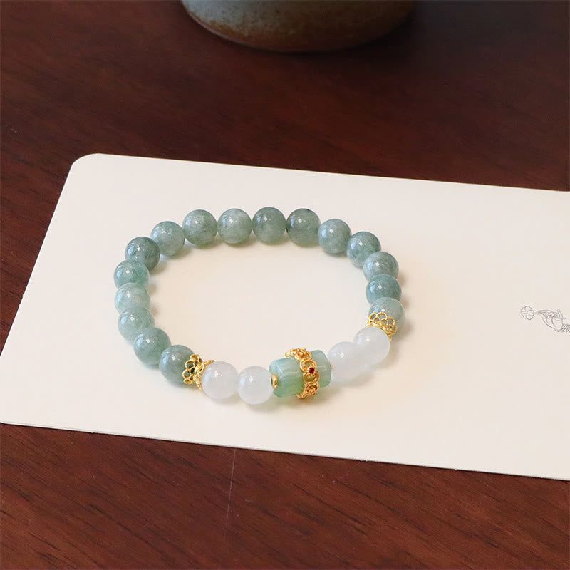 Single Double Layer Jade Peace Buckle Luck Bracelet