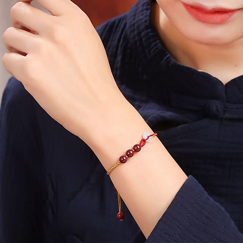 Natural Cinnabar Jade Peace Buckle Blessing Bracelet