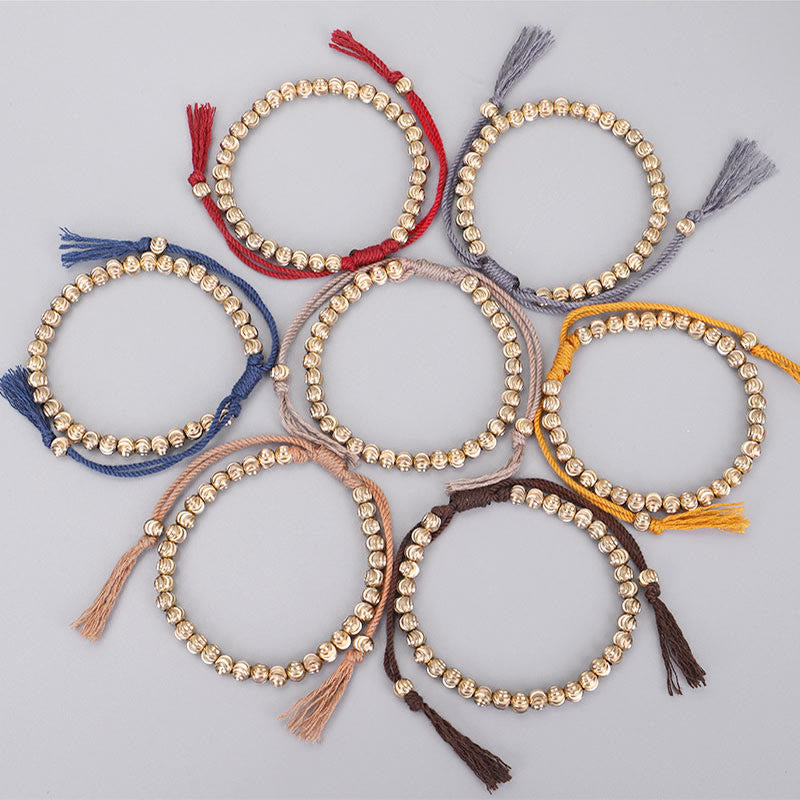 Tibetan Handmade Copper Bead Luck String Bracelet