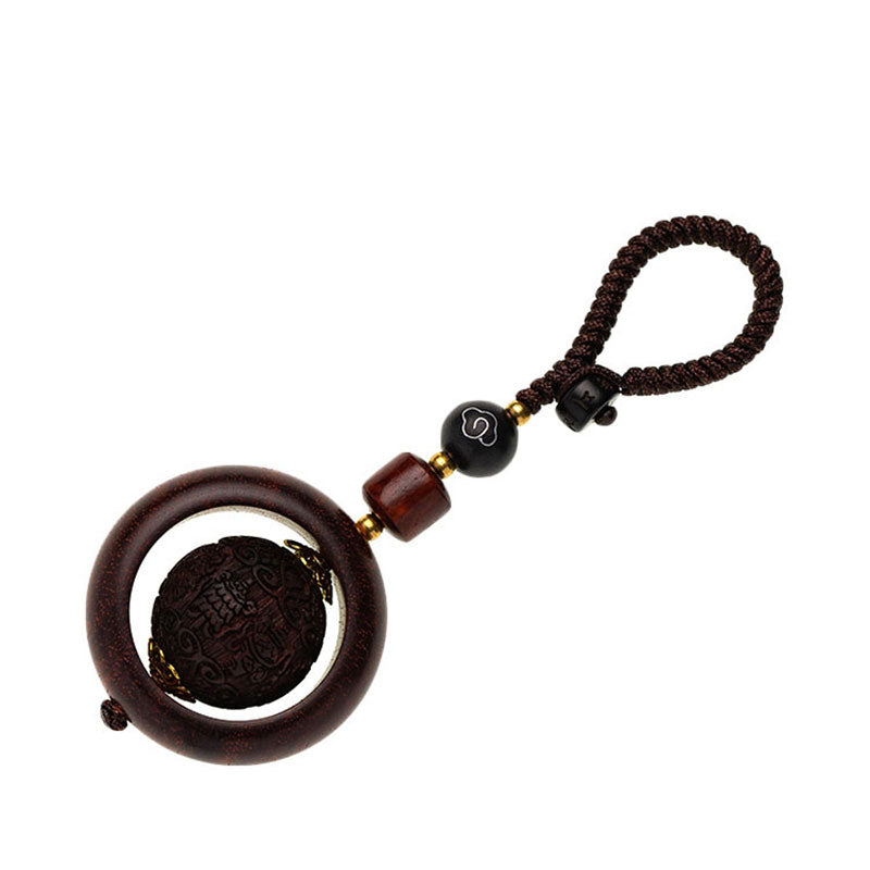 Tibetan Small Leaf Red Sandalwood Ebony Luck Protection Rotation Decoration