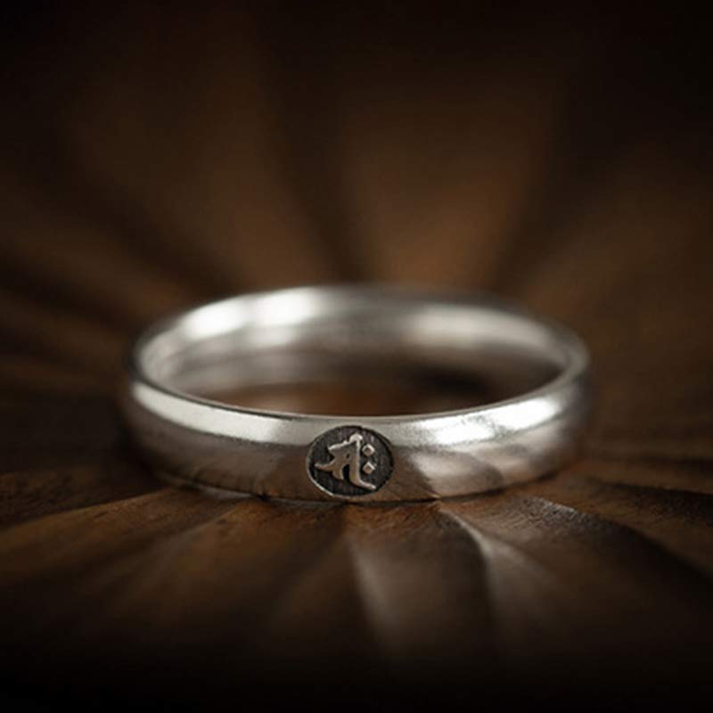 Chinese Zodiac Natal Buddha Couple Silver-plated Ring